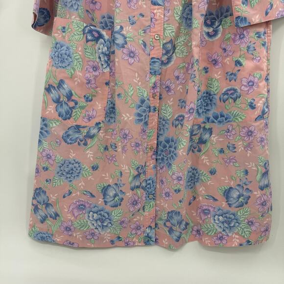 VTG MODELS COAT Womens House Jacket Floral Snap Cotton Size 8 Pockets Midi - Picture 3 of 10